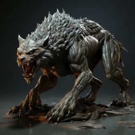 Werewolf Creature Concept Art: An Ominous Walk in Darkness AI Image