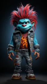 Animated Fantasy Character in Distressed Denim Jacket
