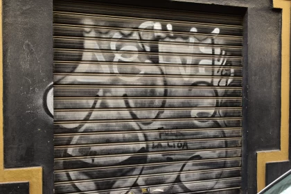 Monochrome Street Art Graffiti in an Urban Setting Free Stock Photo