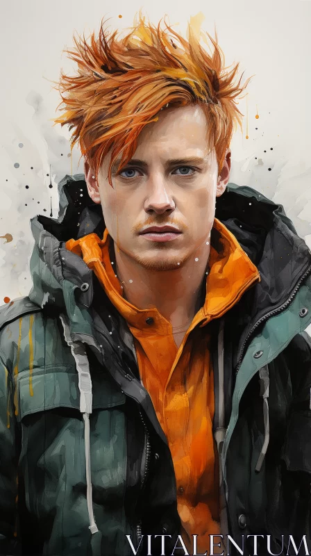Captivating Portrait of Man with Orange Hair AI Image