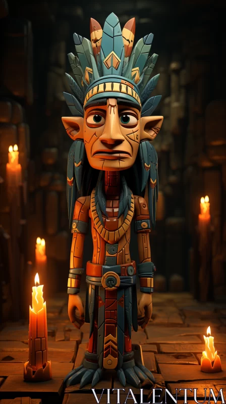 Indigenous Eagle Character Amidst Candles AI Image