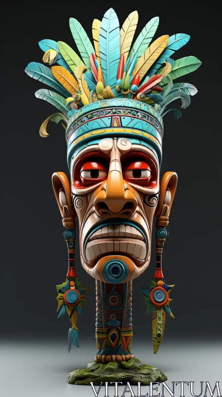 3D Model of Ancient Chilean Headdress: A Surreal Mosaic AI Image