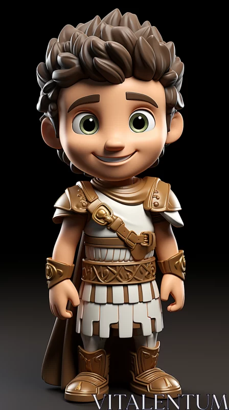 Cartoonish Boy with Sword - Roman Character in High Contrast Lighting AI Image