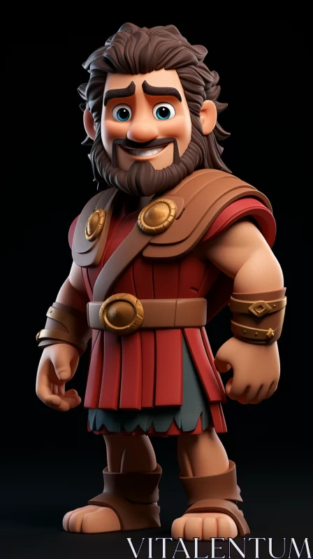 Animated Greek Hero in Red Armor - 2D Game Art AI Image
