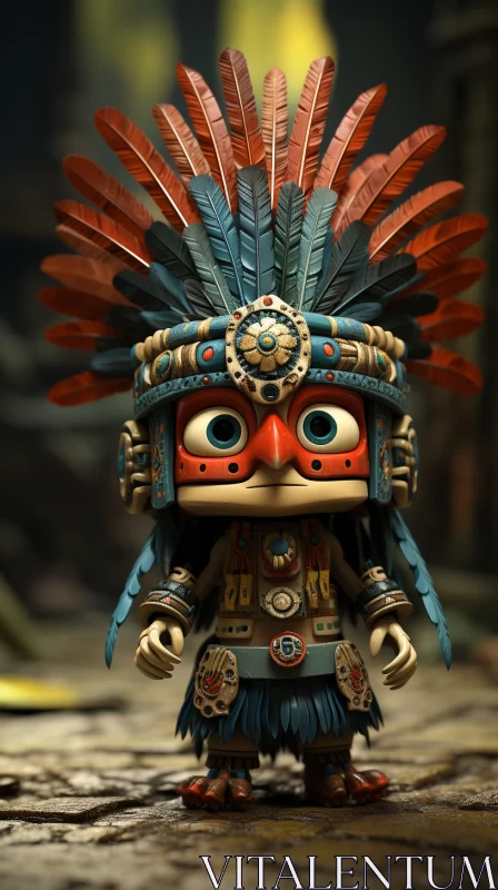 Miniature Figurines: Aztec Inspired Warrior Headdresses AI Image