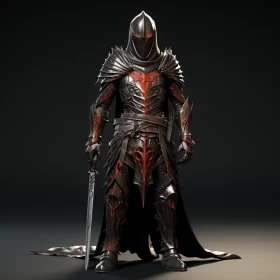 Black Knight in Armor - 3D Rendered Image AI Image