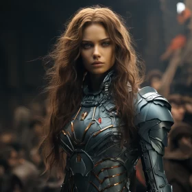 Intriguing Heroine in Metal Armor: A Fairytale Inspiration AI Image