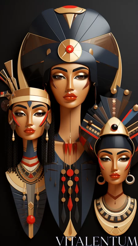 AI ART Intricate Portraits of Three Egyptian Queens