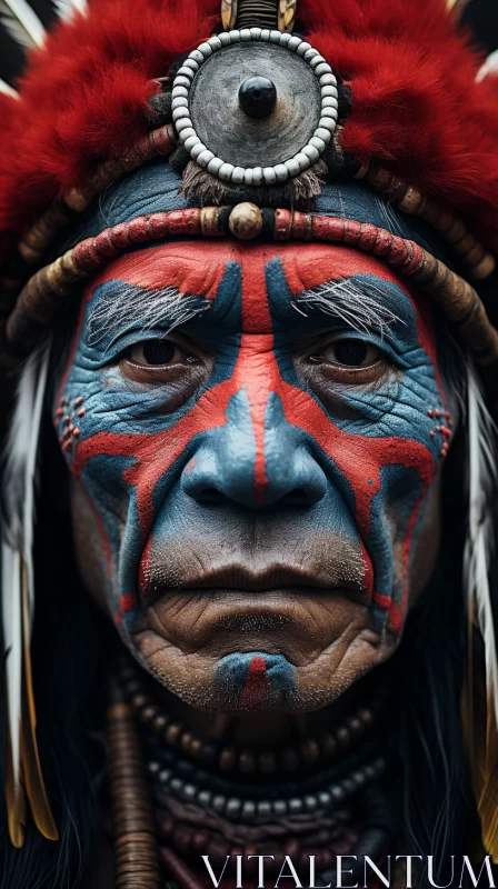 Native American Warrior in Traditional Headdress AI Image
