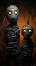 Two Dark and Intimidating Wire Figures Against a Murky Backdrop AI Image