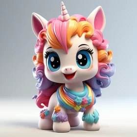Adorable Baby Unicorn in Rainbow Outfit - Playful and Detailed AI Image