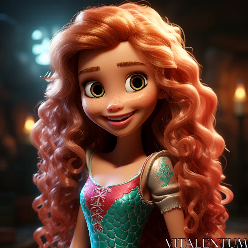 Close-Up of Disney Princess Rapunzel with Volumetric Lighting AI Image