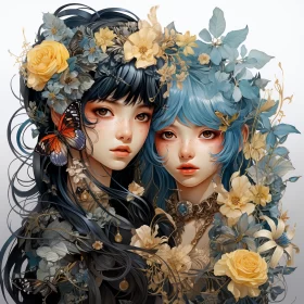 Enchanting Female Characters in Fantasy Art with Floral Elements