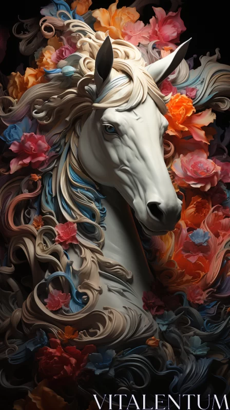 Floral Unicorn: An Intricate and Colorful Artwork AI Image