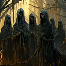 Grim Reapers in Woods: A Journey into the Mysterious Jungle AI Image