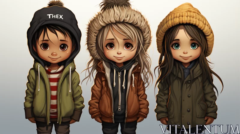 AI ART Animated Winter Portraits of Children