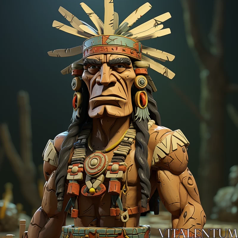 Native American 3D Character with Mesoamerican Influences AI Image