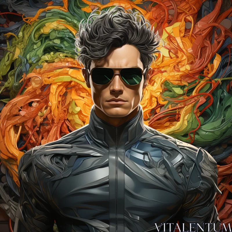 Futuristic Man in Sunglasses: A Captivating Blend of Realism and Fantasy AI Image