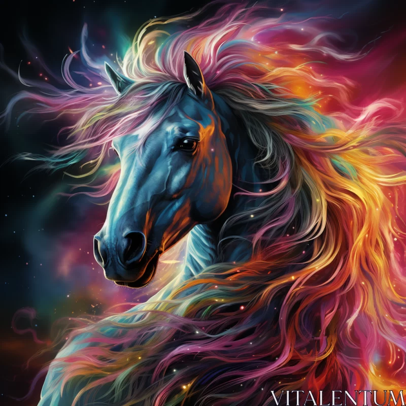 Mesmerizing Colorful Horse Illustration AI Image