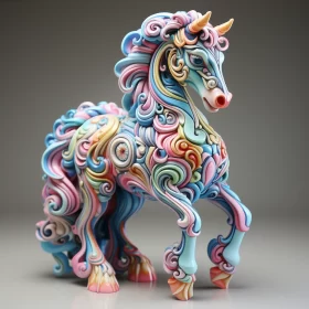 Colorful 3D Printed Unicorn Figure: A Blend of Fantasy and Artistry AI Image