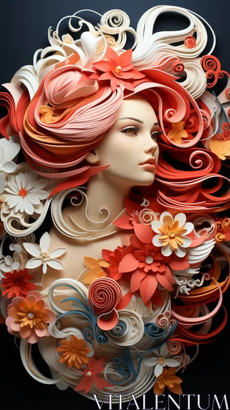 Floral Woman Portrait - An Abstract Expression of Feminine Beauty AI Image