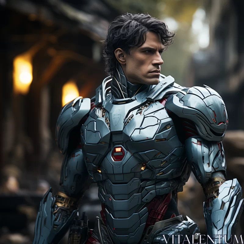 AI ART Man in Sci-Fi Baroque Armor: An Epic Street Portraiture