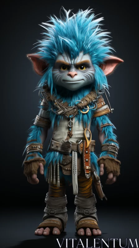 Blue Goblin Character with Monster Horn AI Image