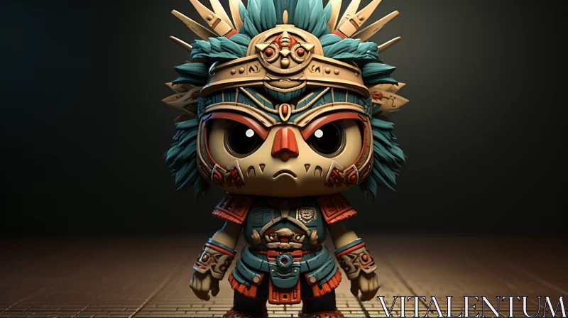 Ancient-Styled Cheetah Figurine: A Blend of Yokai and Aztec Art AI Image