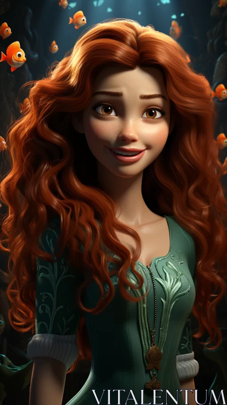 Detailed Underwater Princess Scene - Disney Inspired Art AI Image