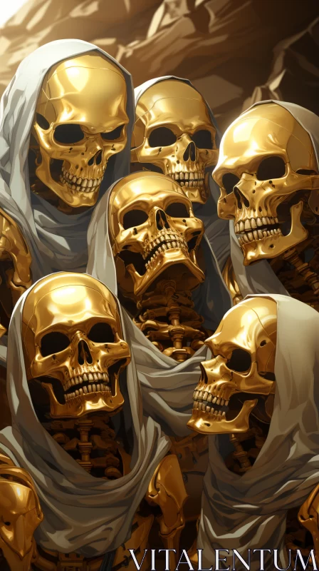 Golden Skeletons: A Realistic Fantasy Artwork AI Image