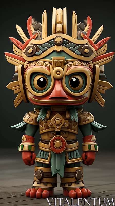 Intricate Toy Figurine with Mesoamerican Influences AI Image
