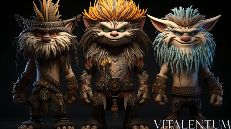 Whimsical Feline Characters in Bronzepunk AI Image