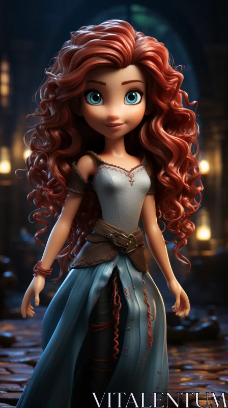 Charming Illustration of Princess Mera from Disney's Brave AI Image