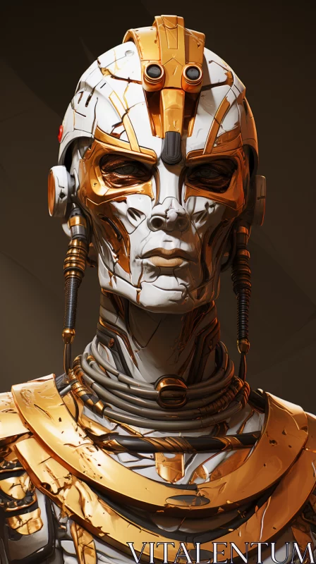 Golden Futuristic Robot Portrait AI Image