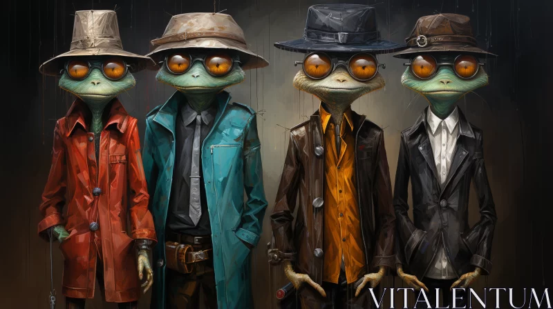 Steelpunk and Sci-fi: Frogs as Detectives in Inclement Weather AI Image