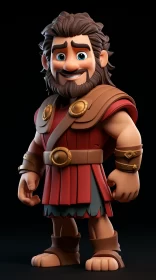 Animated Greek Hero in Red Armor - 2D Game Art AI Image