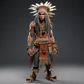 Detailed 3D Model of a Native American Character