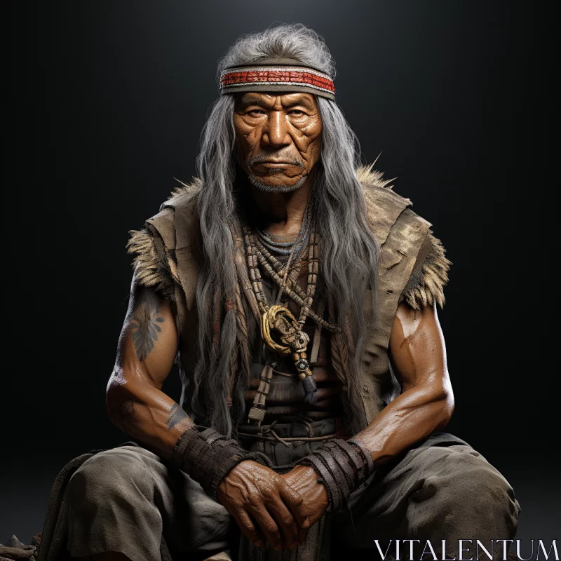 Indigenous Man Statue Portrait AI Image