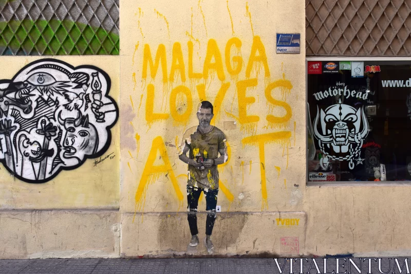 Artistic Graffiti on Malaga Shop Wall Free Stock Photo