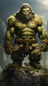 Marvel-style Troll Warrior Amidst Green Jungle AI Image