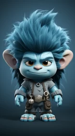 Blue Troll Character Illustration with Manticore Element AI Image