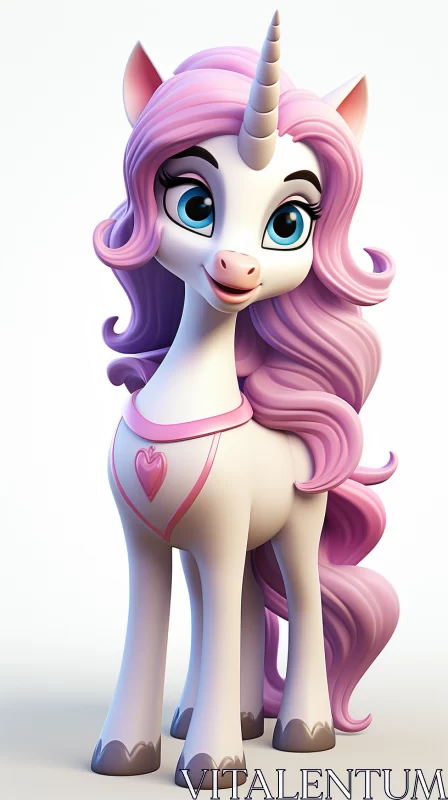 Whimsical Unicorn 3D Model - A Charming Digital Rendering AI Image
