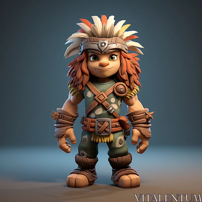 3D Model of Cartoon Characters in Tribal Attire and Wizard AI Image