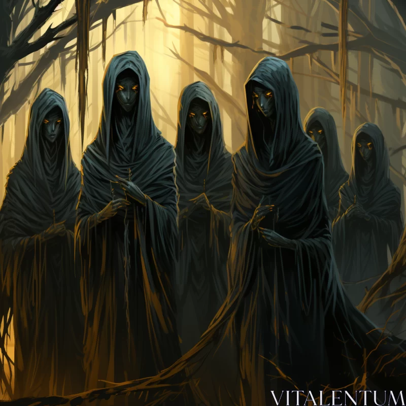 Grim Reapers in Woods: A Journey into the Mysterious Jungle AI Image