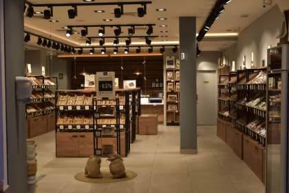 Atmospheric Caninecore Retail Interior with Natural Elements