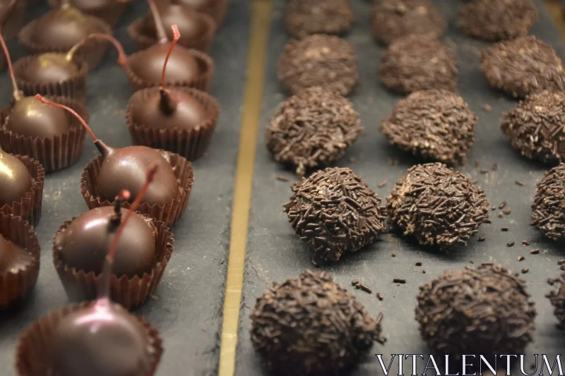 Exquisite Chocolate Truffles Display: Close up View Free Stock Photo