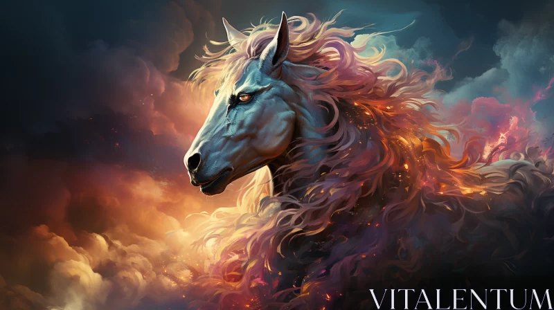 Fantasy Horse in Flames: A Colorful and Expressive Artwork AI Image