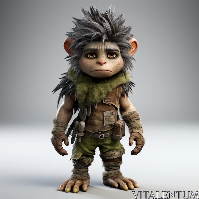 3D Fantasy Character Amidst Junglepunk Scenery AI Image