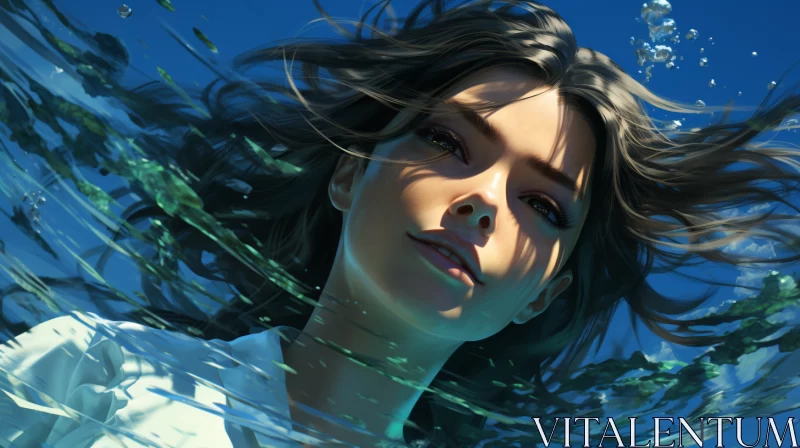 Underwater Girl - An Artistic Journey into the Deep AI Image
