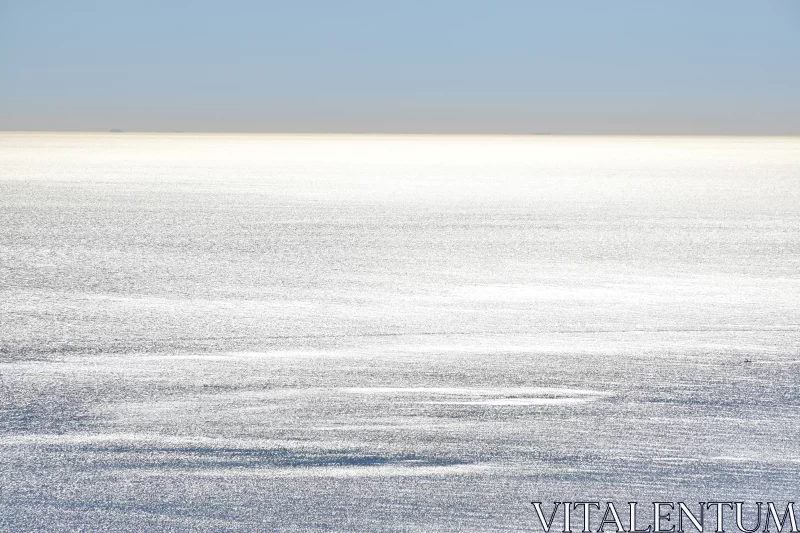 Silver Sky-Blue Ocean View | Minimalist Landscape Art Free Stock Photo